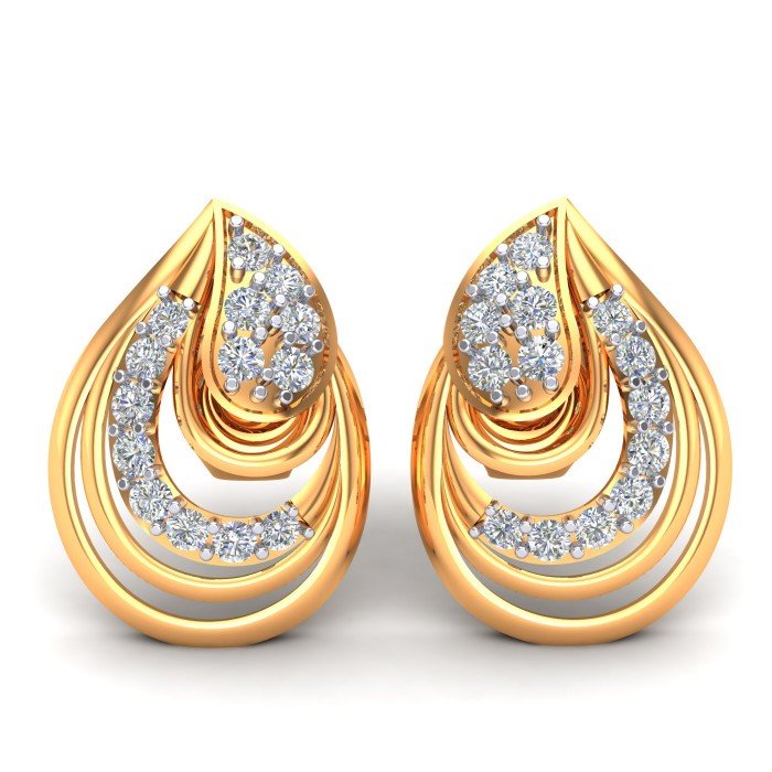 Yellow Gold American Diamond Earring