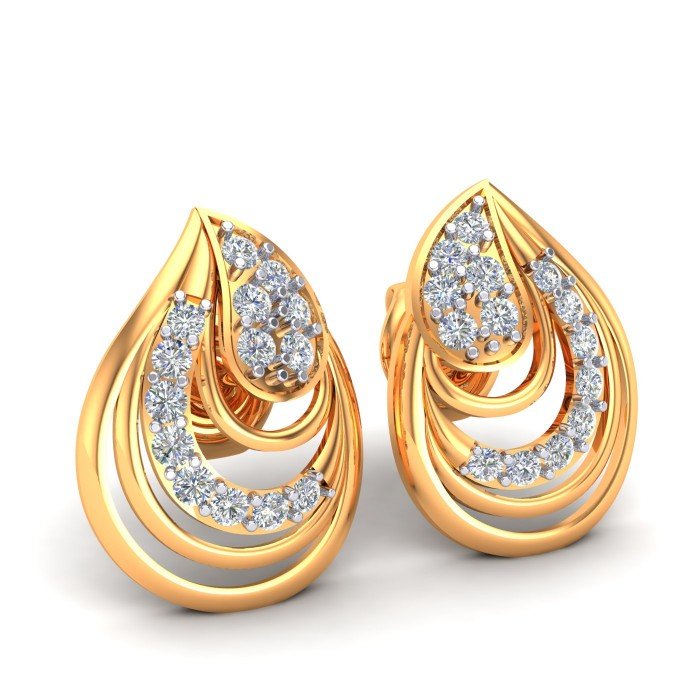 Yellow Gold American Diamond Earring