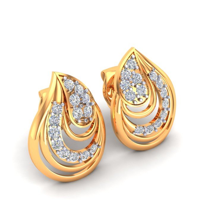 Yellow Gold American Diamond Earring