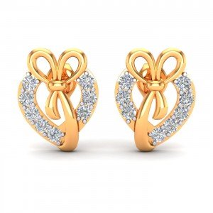 Yellow Gold Heart Earrings Studs