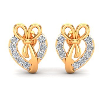 Yellow Gold Heart Earrings Studs