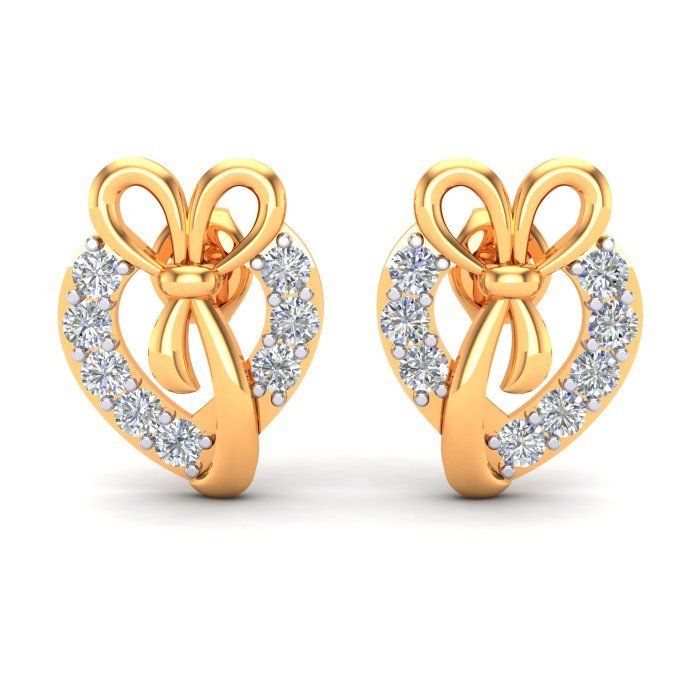 Yellow Gold Heart Earrings Studs