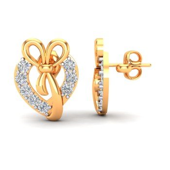 Yellow Gold Heart Earrings Studs