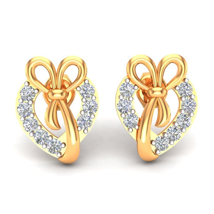 Yellow Gold Heart Earrings Studs