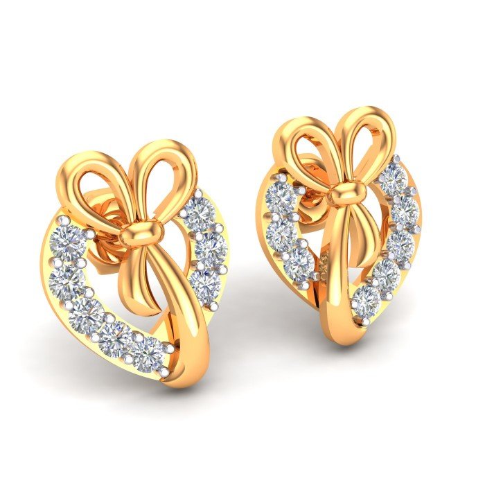 Yellow Gold Heart Earrings Studs