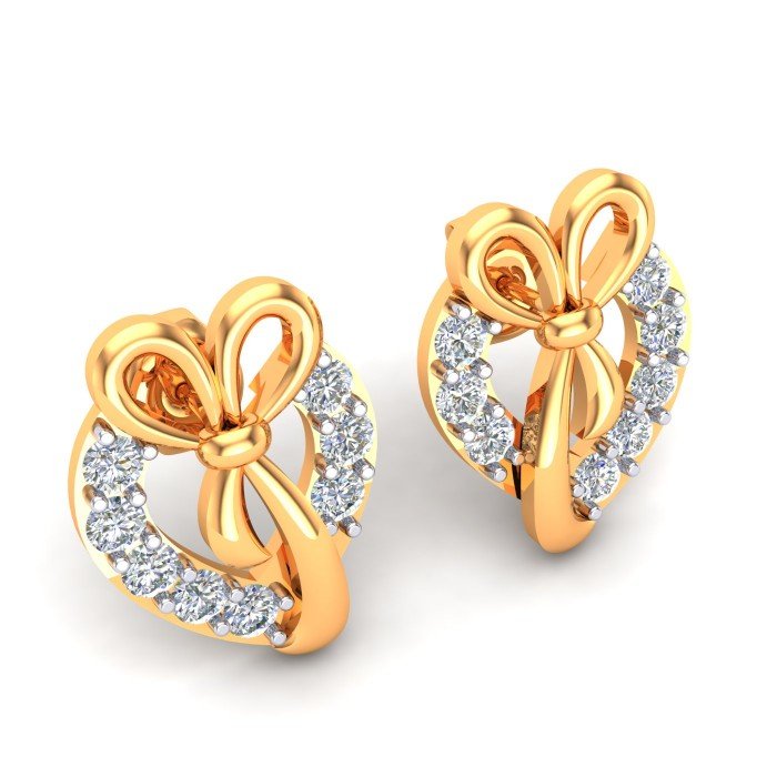 Yellow Gold Heart Earrings Studs