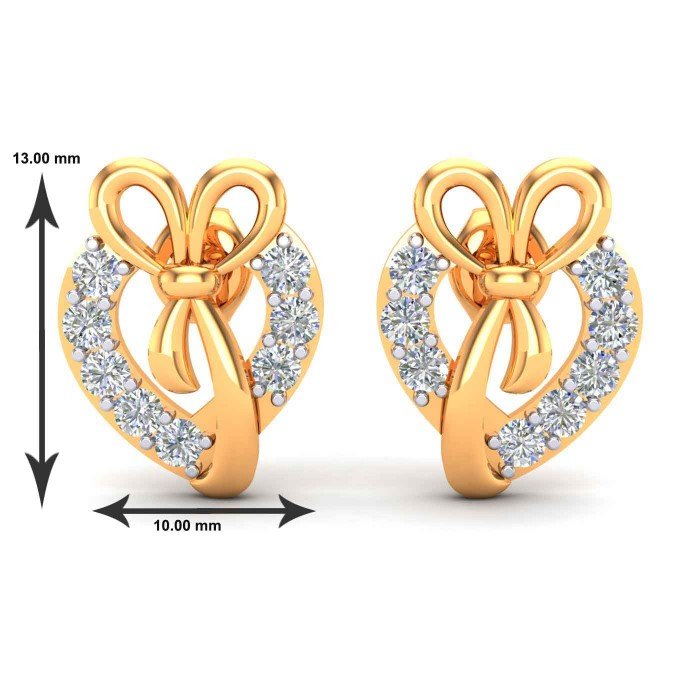 Yellow Gold Heart Earrings Studs