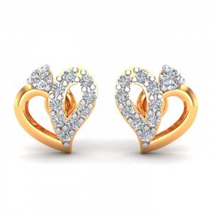 American Diamond Stud Earrings in Yellow Gold