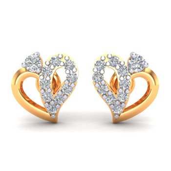 American Diamond Stud Earrings in Yellow Gold