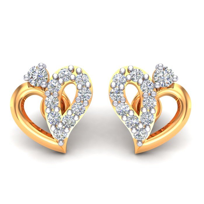 American Diamond Stud Earrings in Yellow Gold