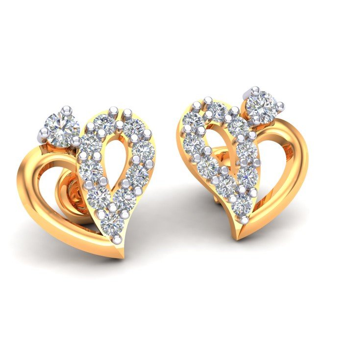 American Diamond Stud Earrings in Yellow Gold