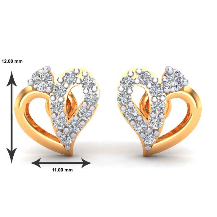 American Diamond Stud Earrings in Yellow Gold