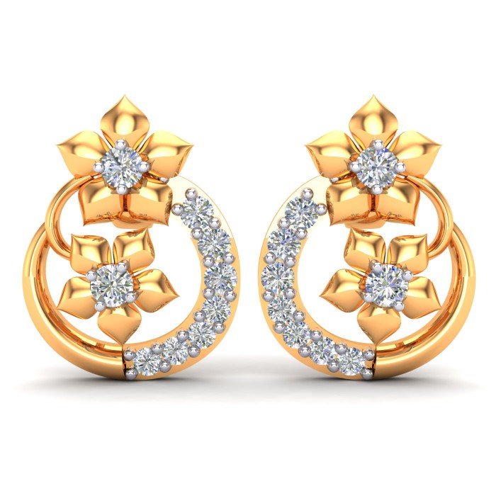 Yellow Gold Artificial Diamond Earrings