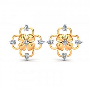 Yellow Gold Pear Diamond Earring
