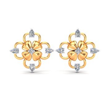 Yellow Gold Pear Diamond Earring