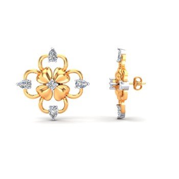 Yellow Gold Pear Diamond Earring