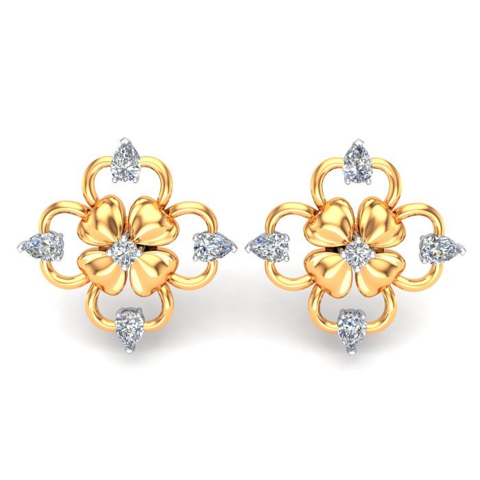 Yellow Gold Pear Diamond Earring