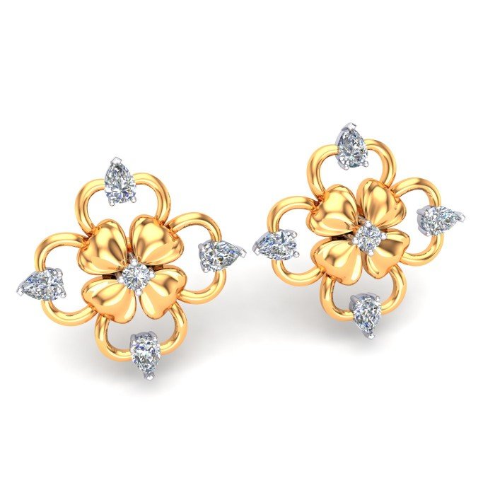 Yellow Gold Pear Diamond Earring