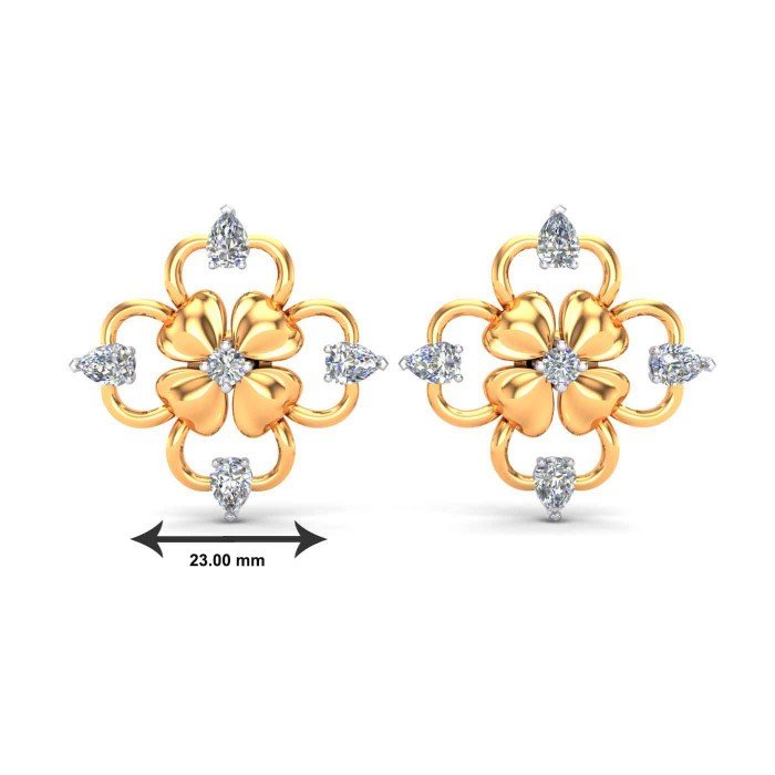 Yellow Gold Pear Diamond Earring