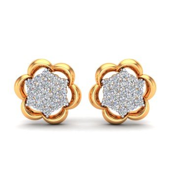 Yellow Gold Cluster Earring