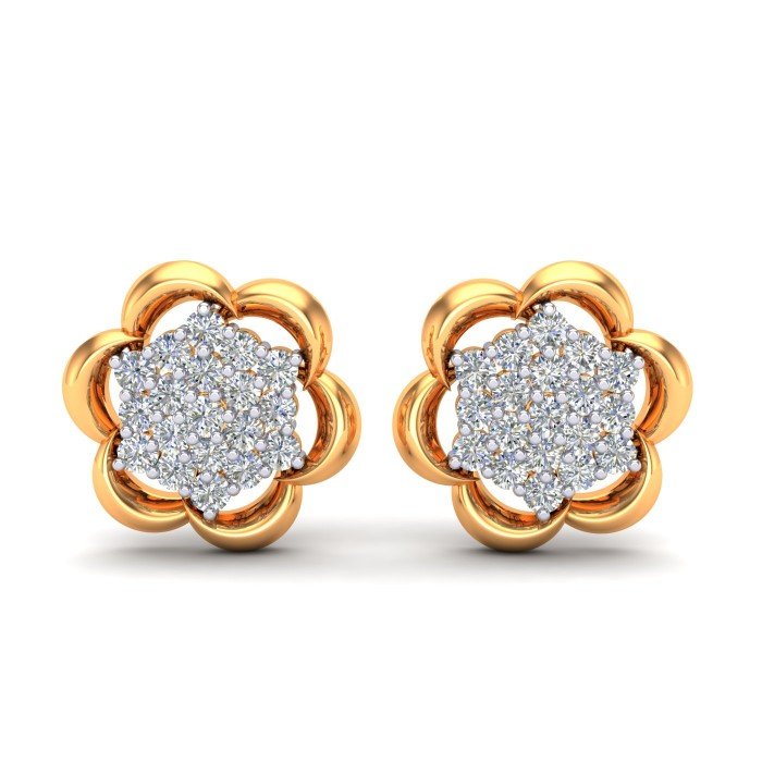 Yellow Gold Cluster Earring