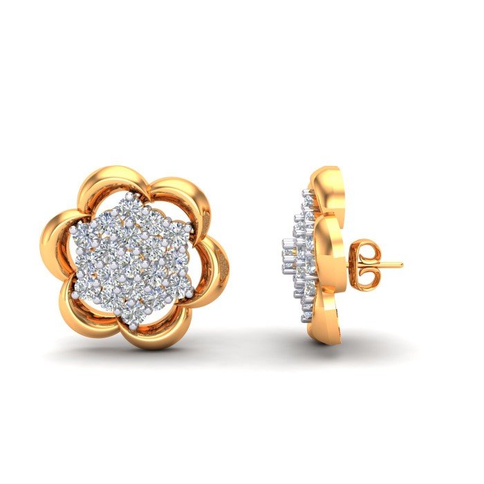 Yellow Gold Cluster Earring