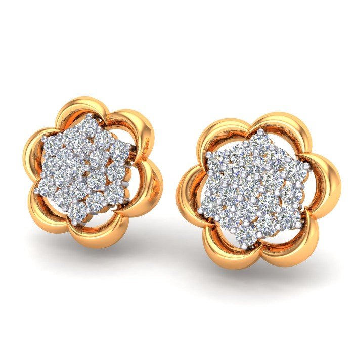 Yellow Gold Cluster Earring