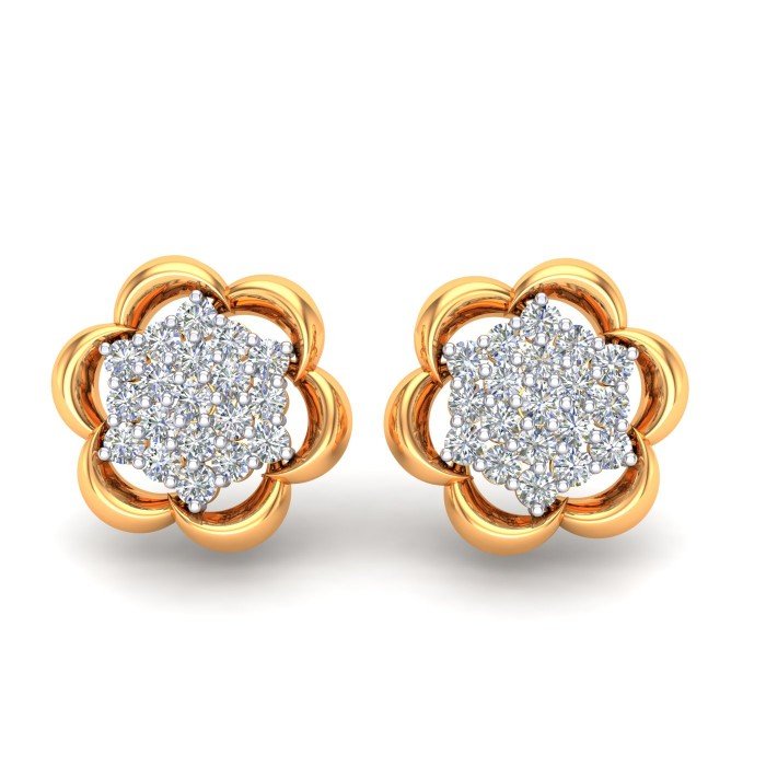 Yellow Gold Cluster Earring