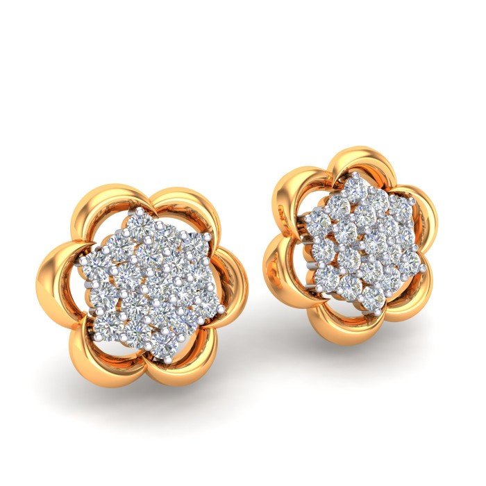 Yellow Gold Cluster Earring