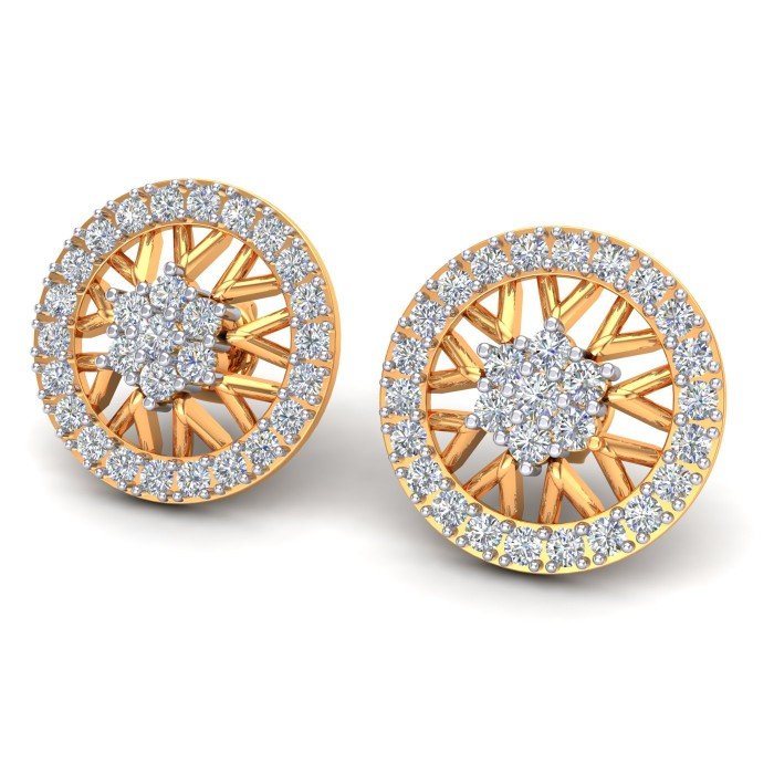 Yellow Gold CZ Diamond Earring