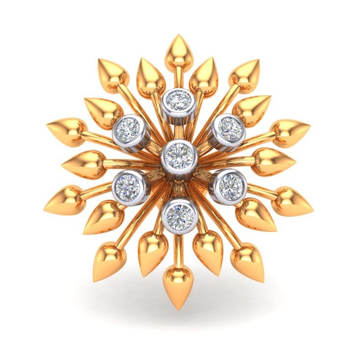 Yellow Gold American Diamond Flower Earring