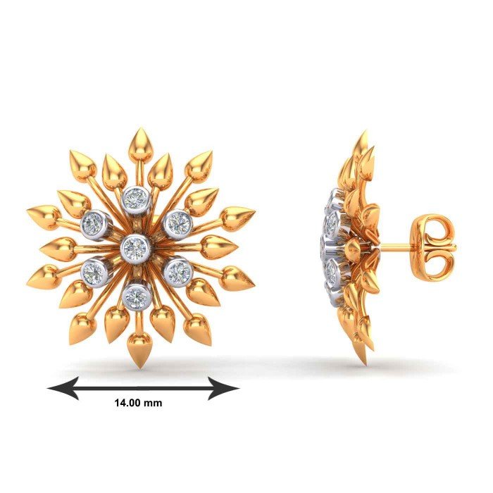 Yellow Gold American Diamond Flower Earring