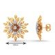 Yellow Gold American Diamond Flower Earring