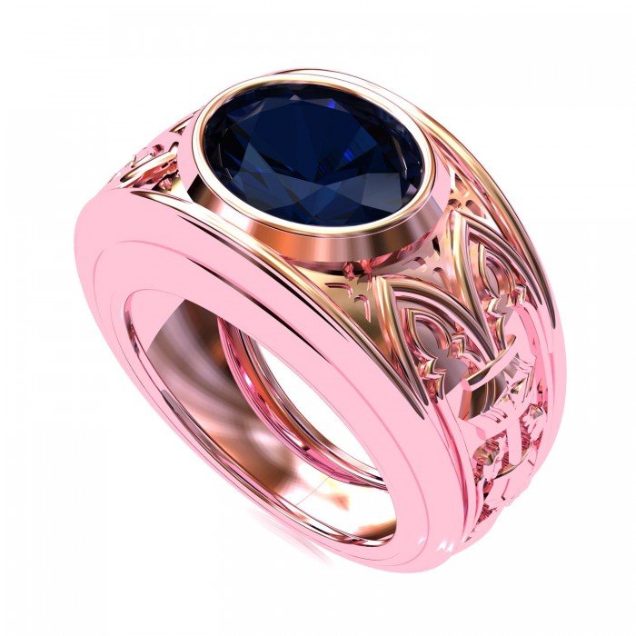 Gilded Age Men Sapphire Rose Gold Ring