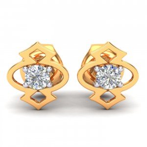 American Diamond Studded Yellow Gold Earring