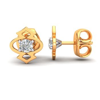 American Diamond Studded Yellow Gold Earring