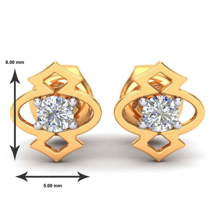 American Diamond Studded Yellow Gold Earring