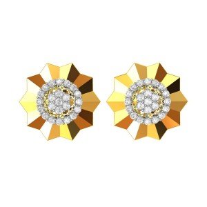 Yellow Gold Cluster American Diamond Earring