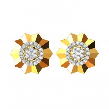 Yellow Gold Cluster American Diamond Earring