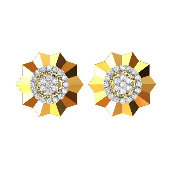 Yellow Gold Cluster American Diamond Earring Yellow Gold Cluster American Diamond Earring