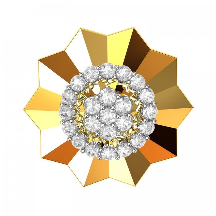 Yellow Gold Cluster American Diamond Earring