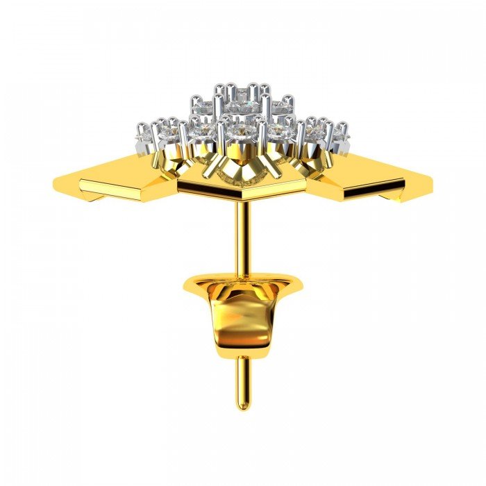 Yellow Gold Cluster American Diamond Earring