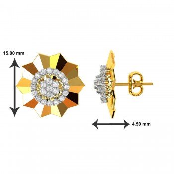 Yellow Gold Cluster American Diamond Earring