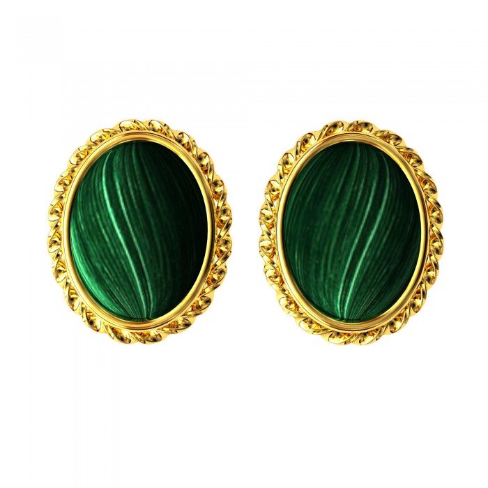 Malachite Gold Earring