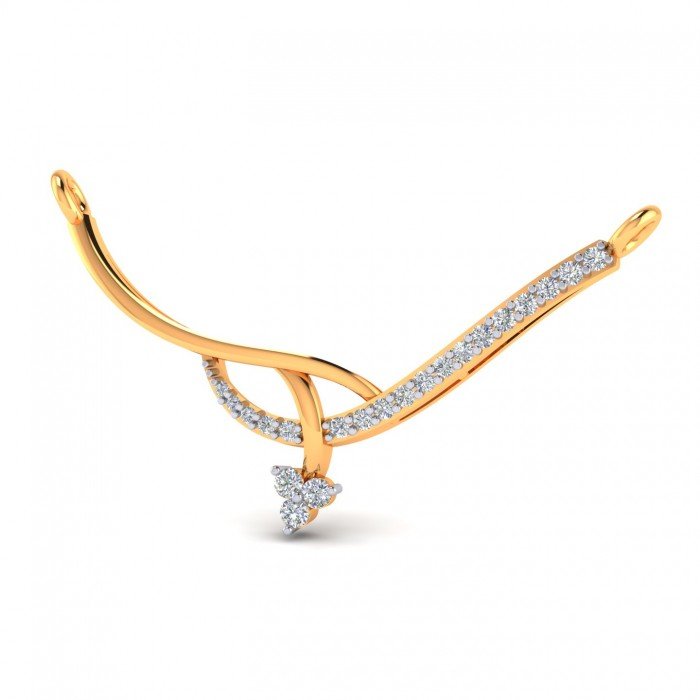 Gold And Artificial Diamond Mangalsutra Pendant