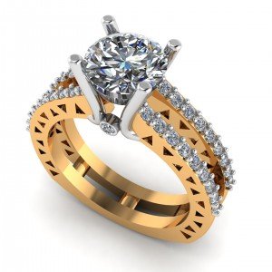 Artificial Diamond 14K Gold Solitaire Ring