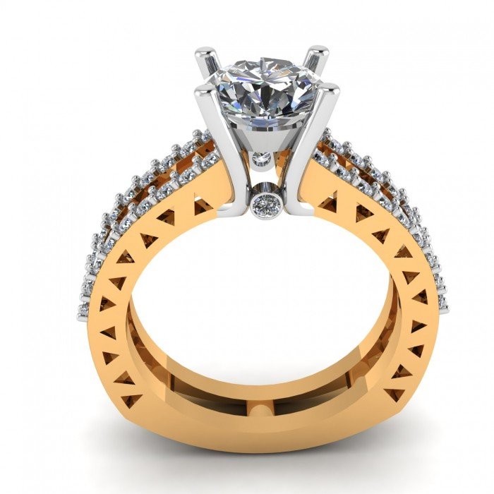 Artificial Diamond 14K Gold Solitaire Ring