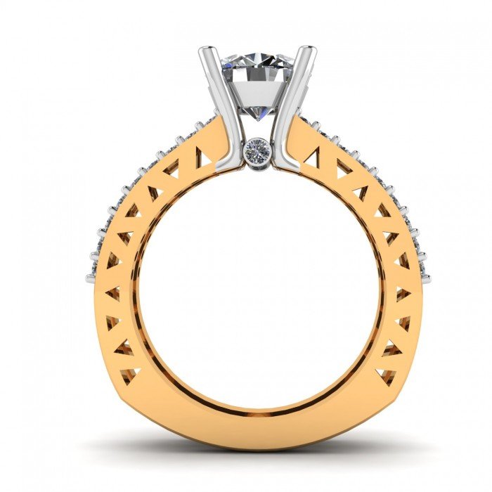 Artificial Diamond 14K Gold Solitaire Ring