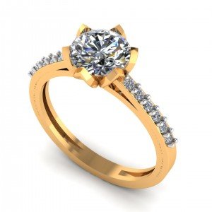 14K Gold Artificial Diamond Solitaire Ring