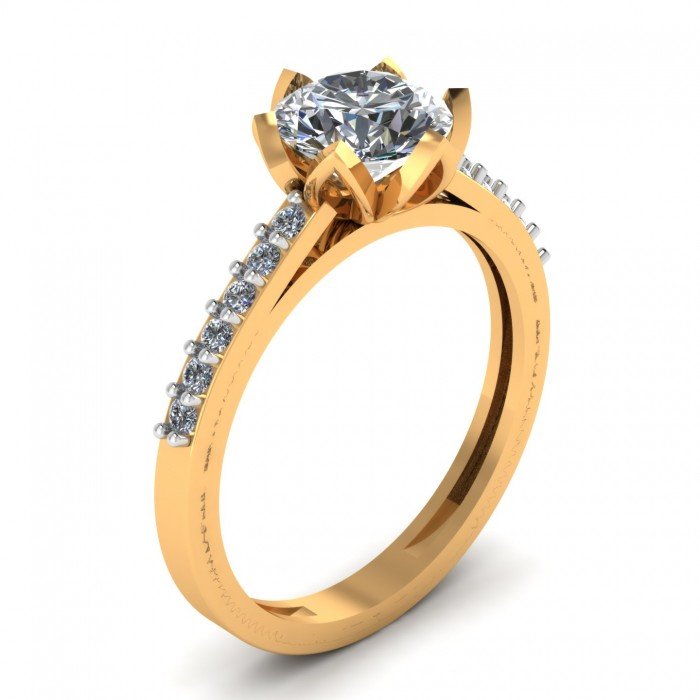 14K Gold Artificial Diamond Solitaire Ring